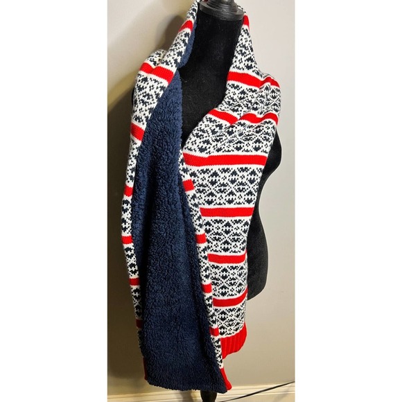 Aeropostale Heavy Lined Fall/Winter Scarf 70" Re/White/Blue - Picture 2 of 2